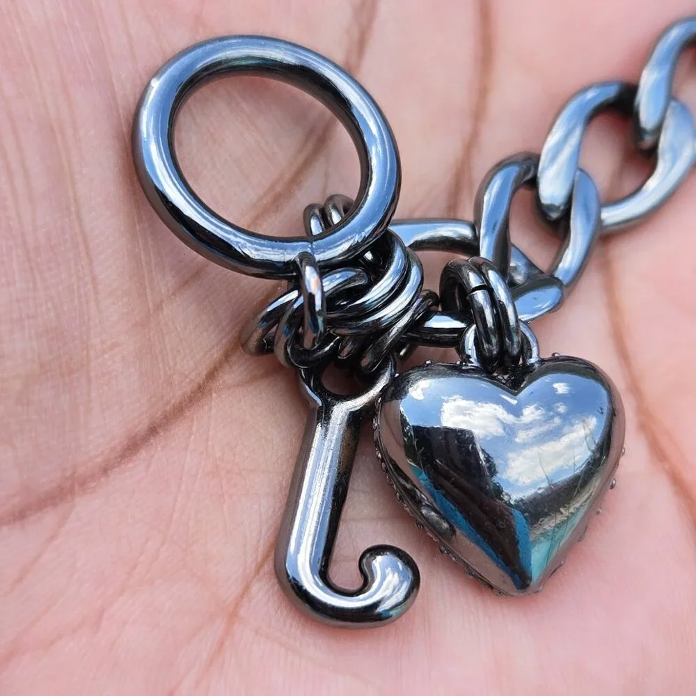 Juicy Couture Gunmetal Rhinestone Heart Bracelet